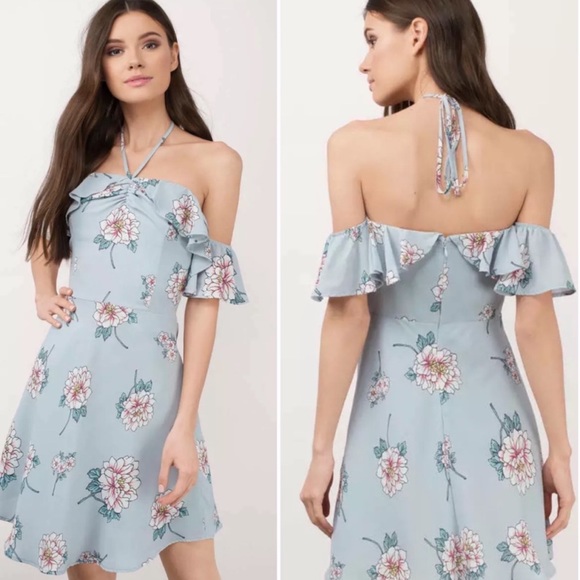 Summer off shoulder  Halter Neck Dress - Picture 3 of 8